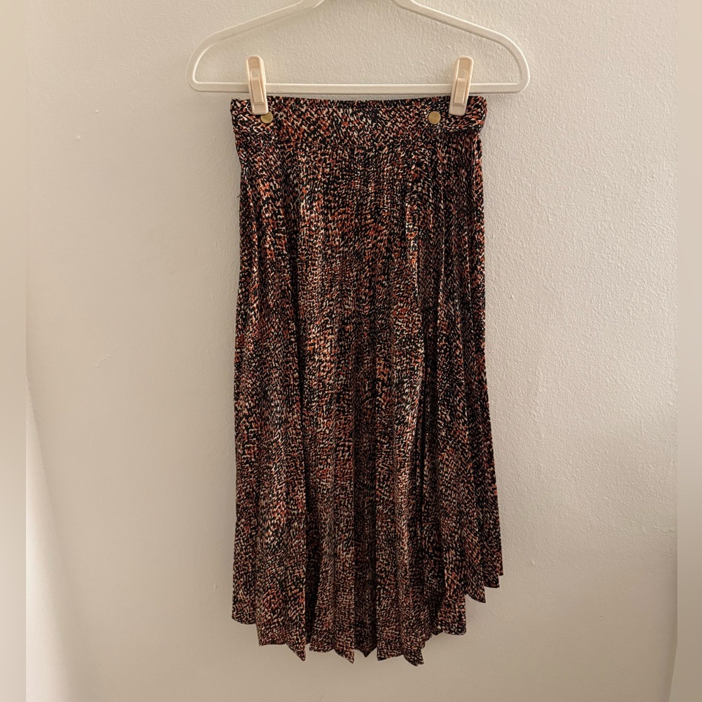 Topshop Brown Printed Midi Skirt in US Size 4